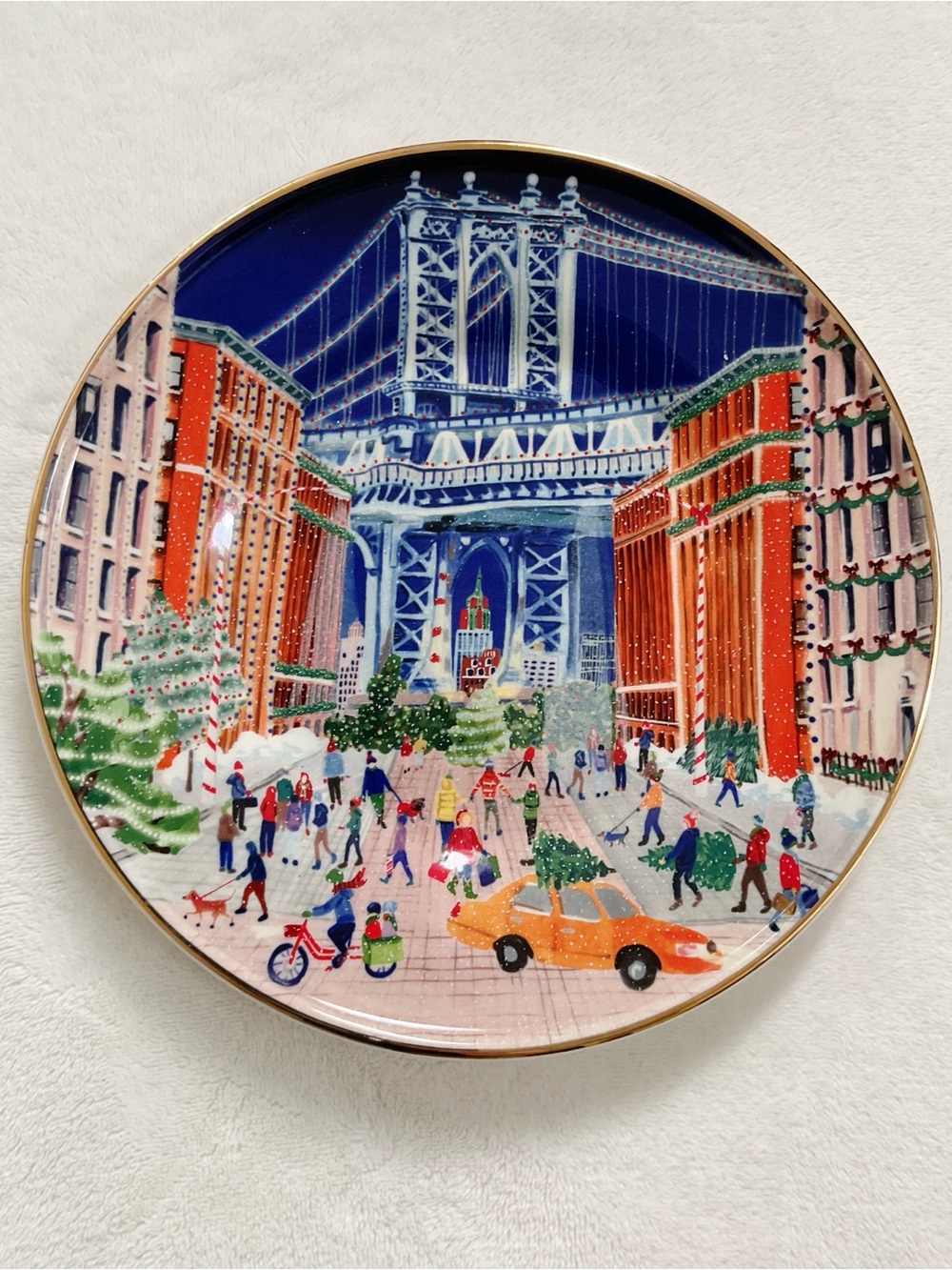 Anthropologie Holiday in the City NYC 2024 Manhattan Bridge Dessert Plate